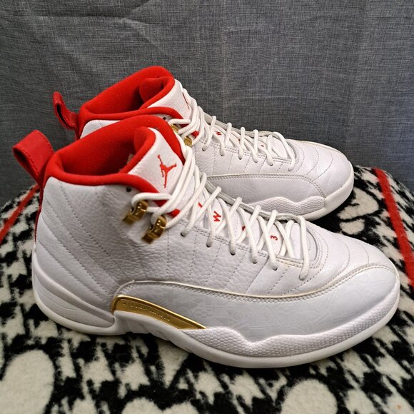 Nike Air Jordan Men Air Jordan 12 White Leather Sneakers Size 9 main image 8